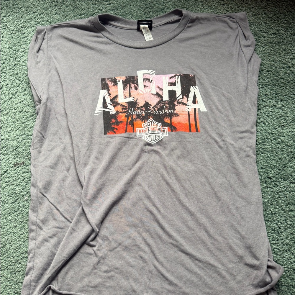 Harley-Davidson Gray Aloha Graphic Top